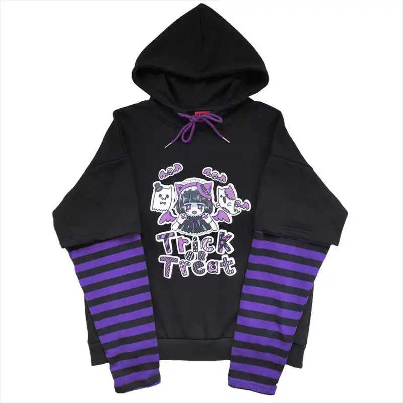 

Japanese casual cartoon long sleeve anime hoodies women hip hop harajuku kawaii autumn loose plus size vintage hooded sweatshirt