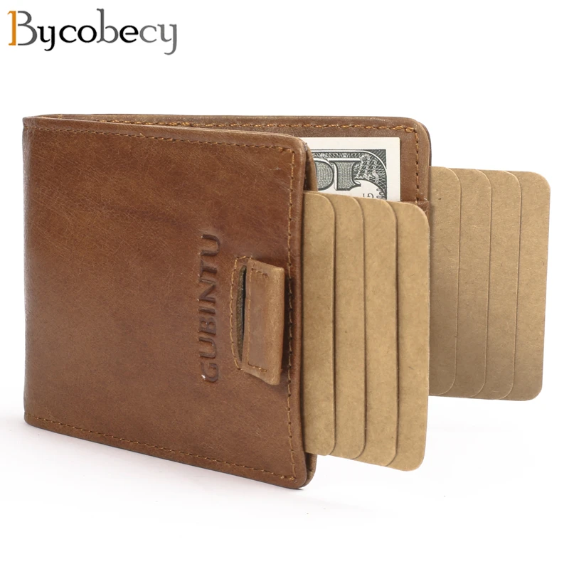 Bycobecy мужской Rfid тонкий бумажник с двойным выдвижным кожаным антимагнитным