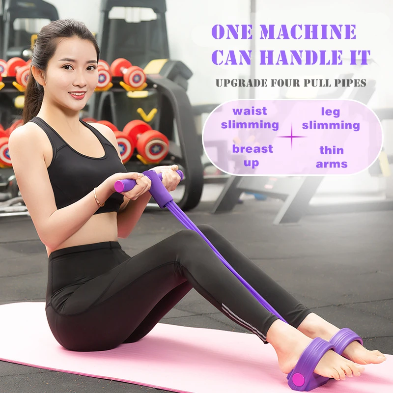 

4 Elastic Pull Ropes chest expander Resistance Band Yoga Home Gym Sport Training Elastic Band For Fitness sit-up exercising rope