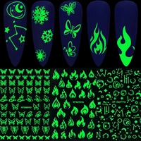 1pc 3d luminous butterfly nail stickers glitter flame stars moon acrylic design summer nail art stickers manicure decoration