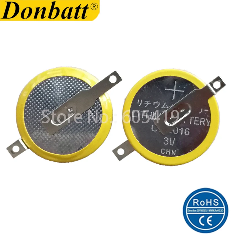 100% свежий литиевый Монетный элемент CR2016 3 в с 2 контактными паяльными вкладками