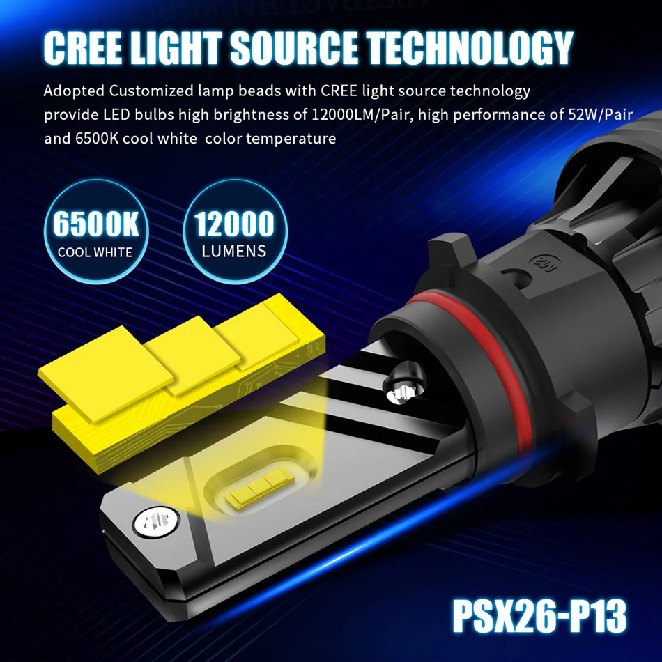 AILEO высокое качество CSP чип 12000LM P13W PSX26W SP13W светодиодный Противотуманные фары
