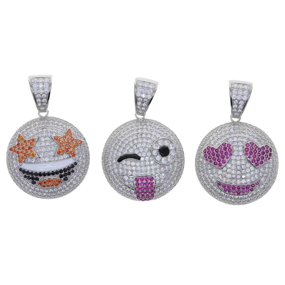 Льдом Для женщин Длинная веревочная цепочка с круглом ковером улыбающееся лицо