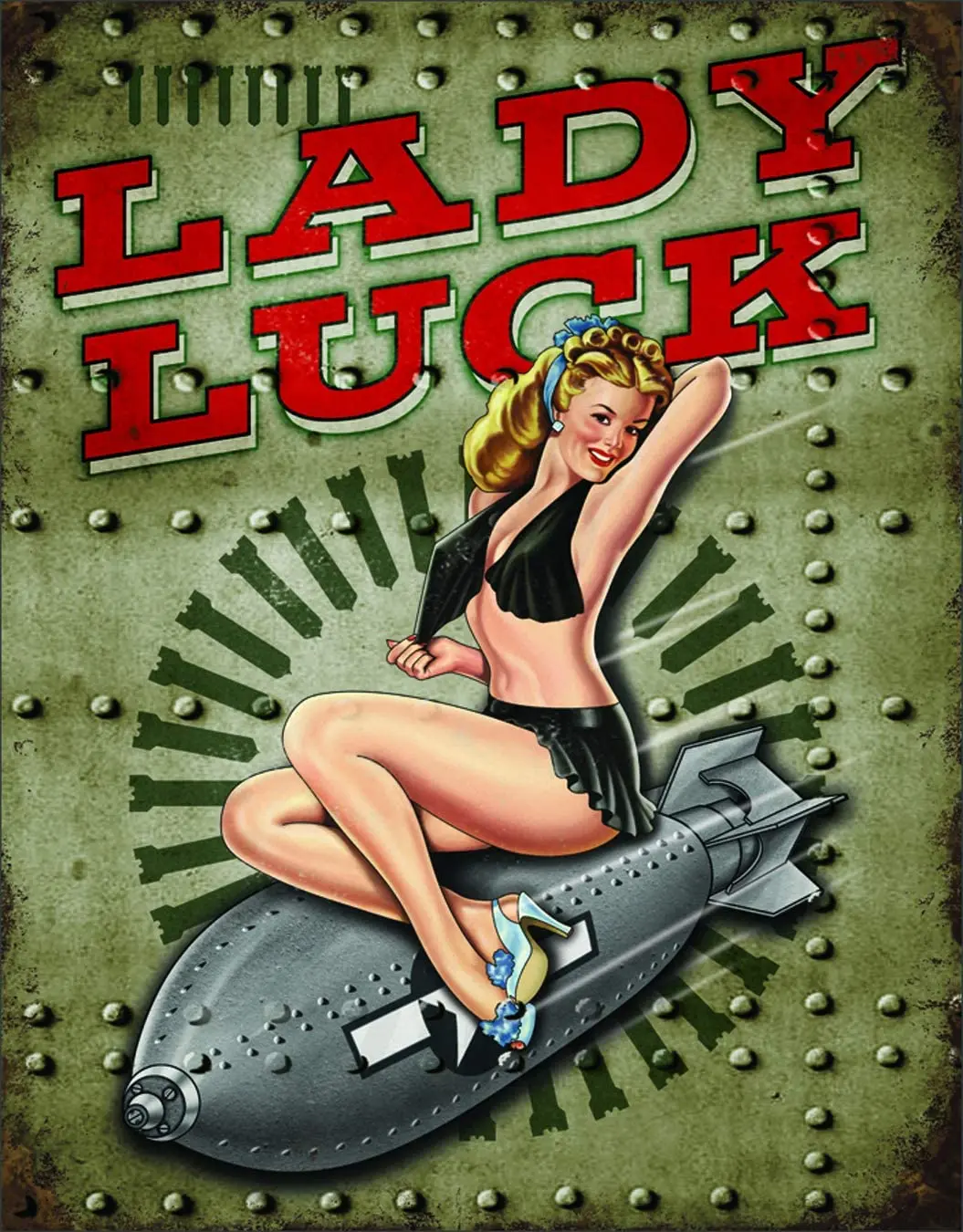 

Desperate Enterprises Legends Lady Luck Tin Sign, 12.5" W x 8" H