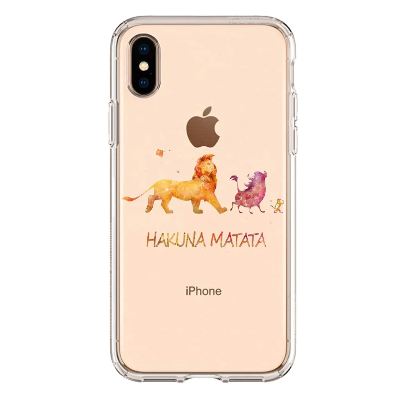 TPU Милый мягкий силиконовый чехол из ТПУ с изображением короля льва Simba для телефона iPhone XS MAX 6 6S 7 8 Plus X XR прозрачный чехол - Цвет: TPU