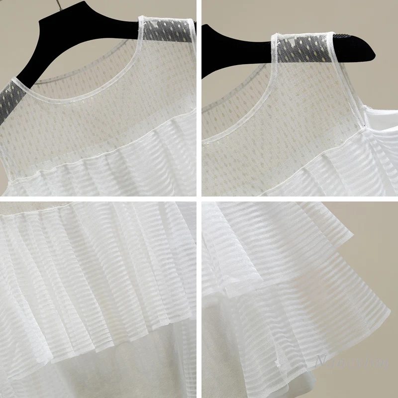 Irrégulière Maille Dentelle Couture Tricot Chemise Femmes Mode Élégant Hauts Sexy Dame Blusas Printemps été 2021 Nancylim