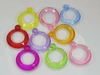 50 mixed color transparent acrylic donut pendants 25mm earring jewelry craft