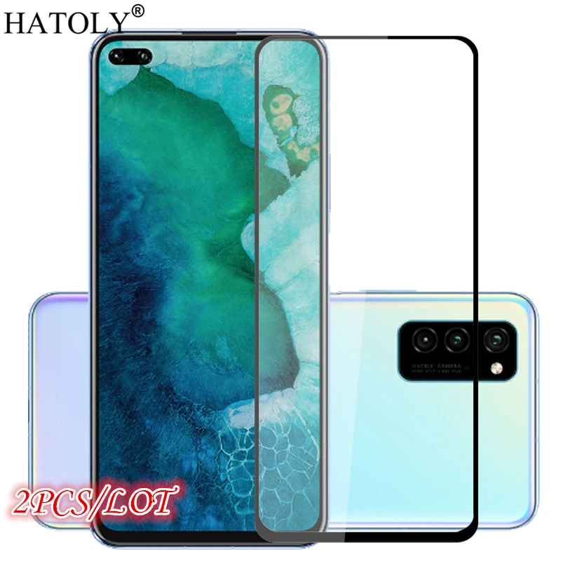 2 piezas de vidrio templado en Honor V30 Pro para Honor View 30 Pro Protector de pantalla cubierta de pegamento completo para Huawei Honor V30 Pro Glass-0