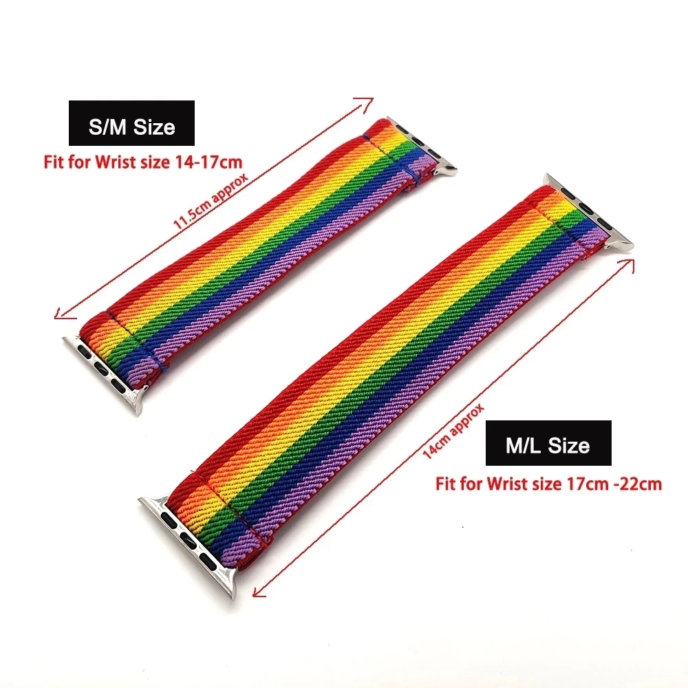 

Nylon elastic strap for Apple watch 6 SE 38mm 42mm canvas wristband iwatch5 4 3 2 1solid color elastic band 40mm 44mm
