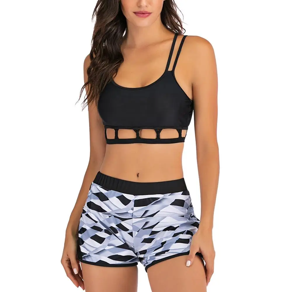 Женский комплект из двух предметов женский топ с оборками и бикини высокой