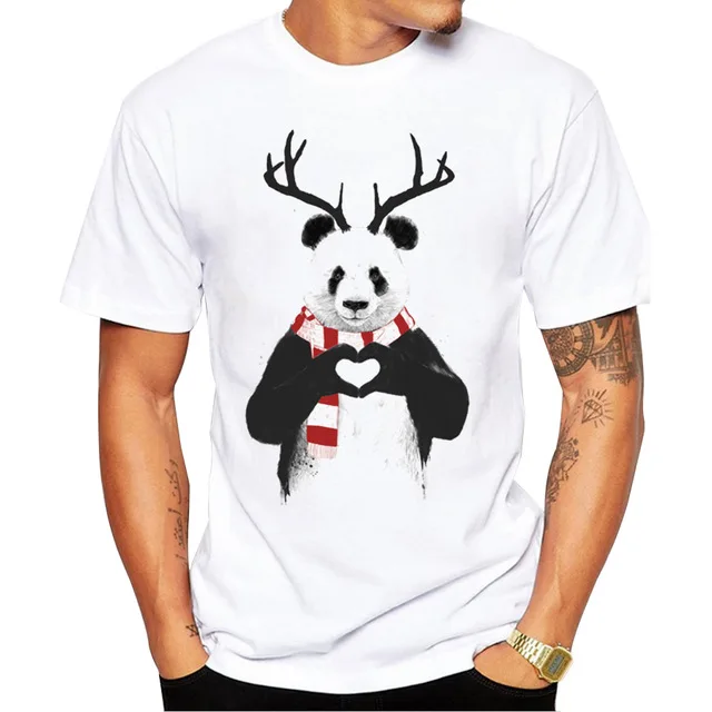 Мужская футболка с принтом Санта-панды/льва/динозавра 2018 хипстерские