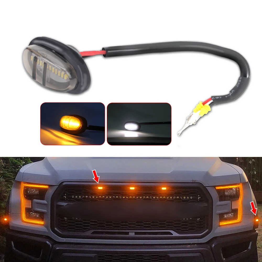 12V Car Front Grille Lights LED DRL Day Running Lamps Wheel Eyebrow Decorative Lens Accessories For Ford F150 SVT RAPTOR 2017-19