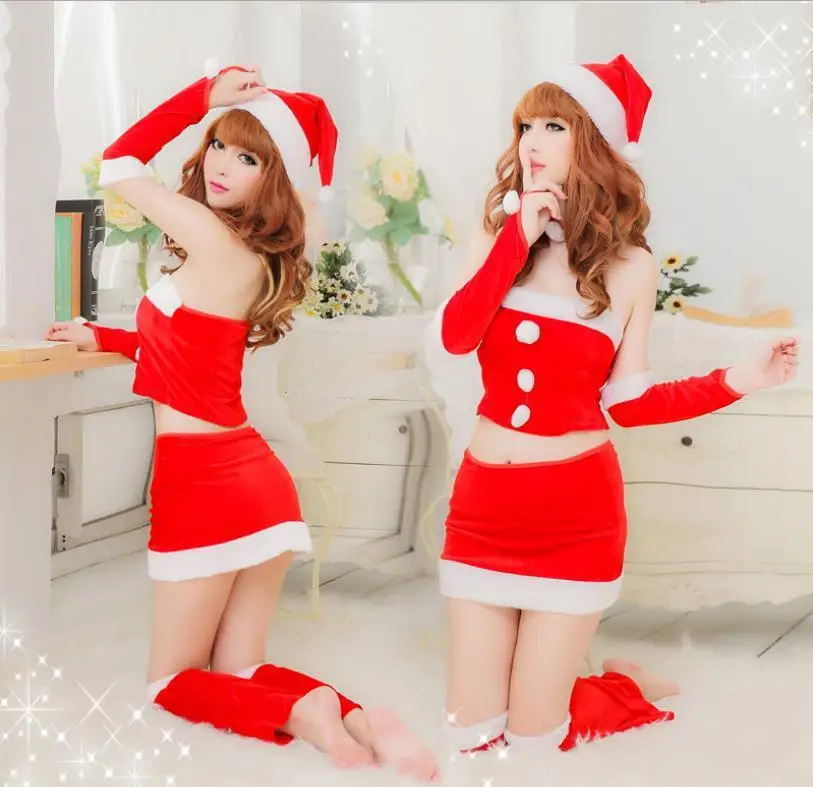 2019 Рождественский горячий сексуальный костюм для женщин с открытыми плечами