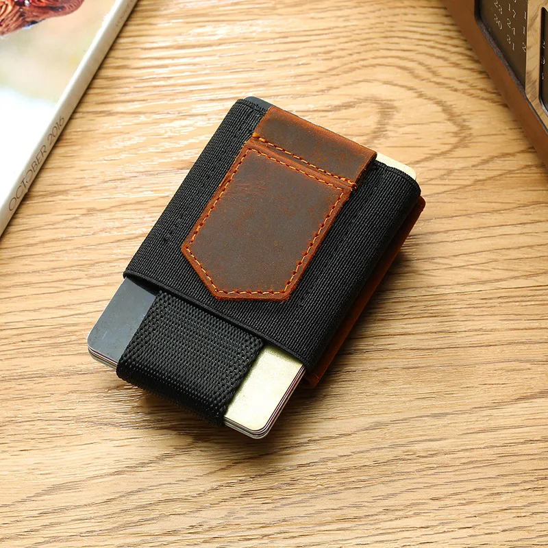 Мужской Тонкий минималистичный кошелек из натуральной кожи держатель для