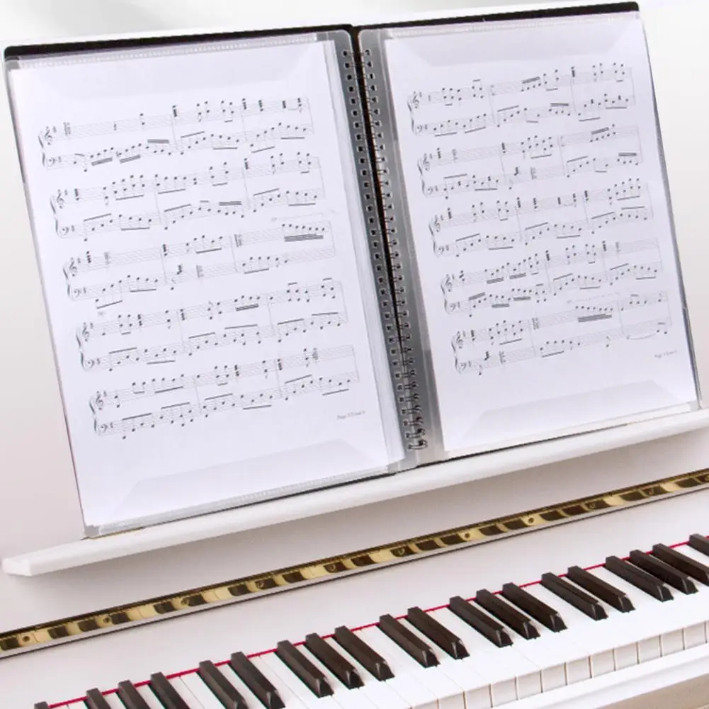 

Music Folder 2-Sided Spread Anti-reflective 20 Pages Transparent Sheet Music Storage Folder for Musical Instruments Accessories