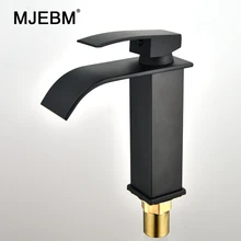 MJEBM Black Square Paint Sink Faucet Washbasin Faucet Bathroom Basin Faucets Hot Cold Mixer Tap Single Hole Kitchen Items