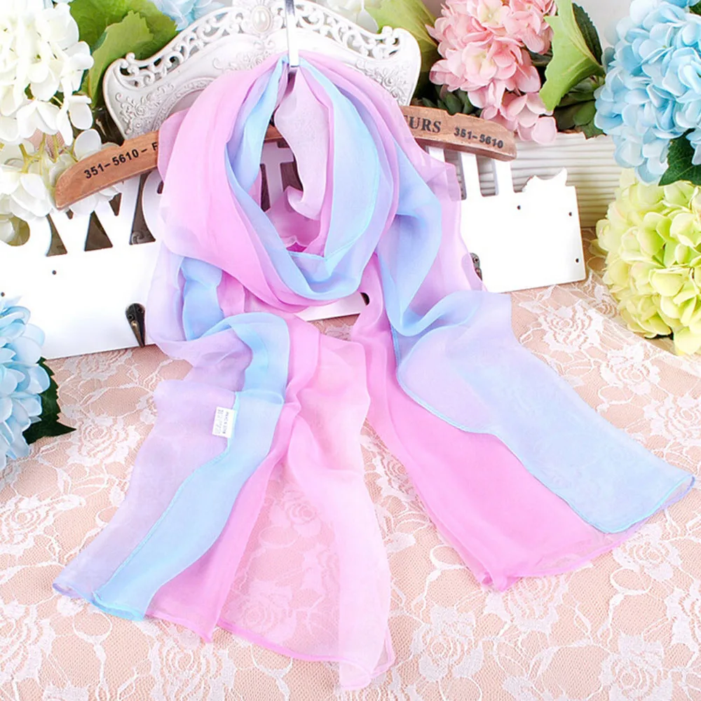 

scarf women Fashion Lady Gradient Color Long Wrap's Shawl Chiffon Scarf Scarves bandana chiffon hijab
