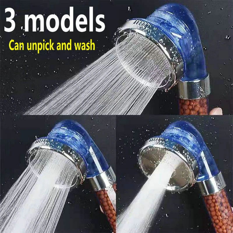

3 Modes Bath Shower Adjustable Jetting Shower Head High Pressure Saving Water Bathroom Anion Filter Shower SPA Nozzle