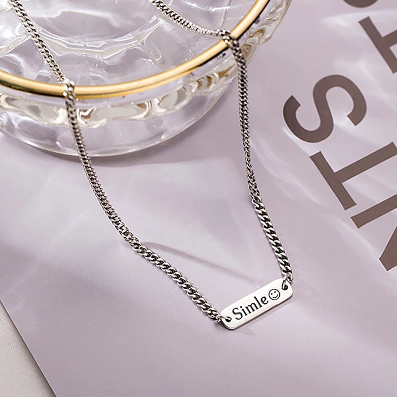 Модное хипстерское ожерелье из стерлингового серебра 925 пробы с гравировкой