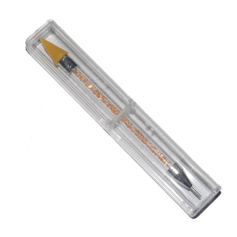 1 шт. двухсторонний точечный карандаш для дизайна ногтей восковой со стразами