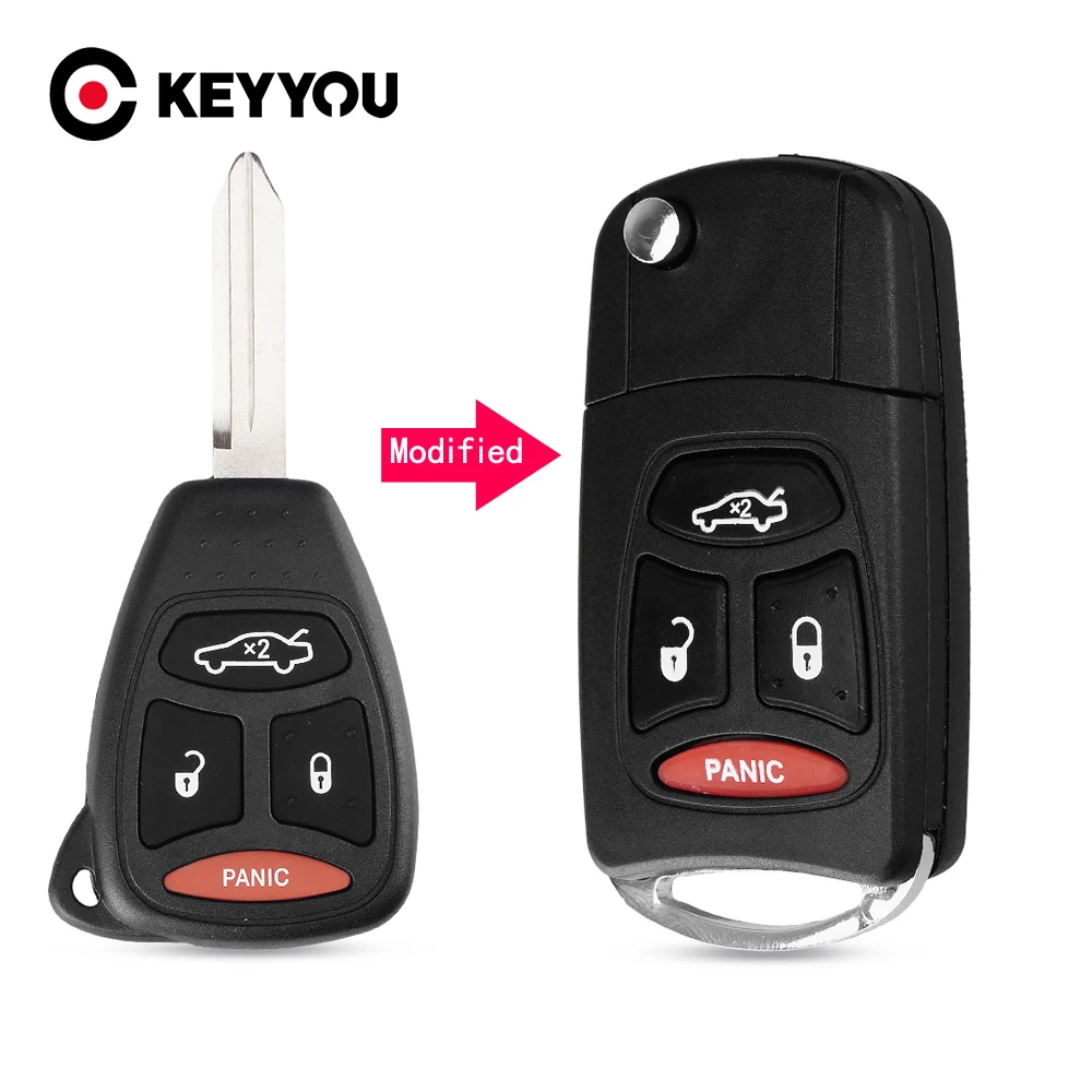 Раскладной чехол KEYYOU с 4 кнопками и дистанционным управлением для Chrysler Sebring Pacifica