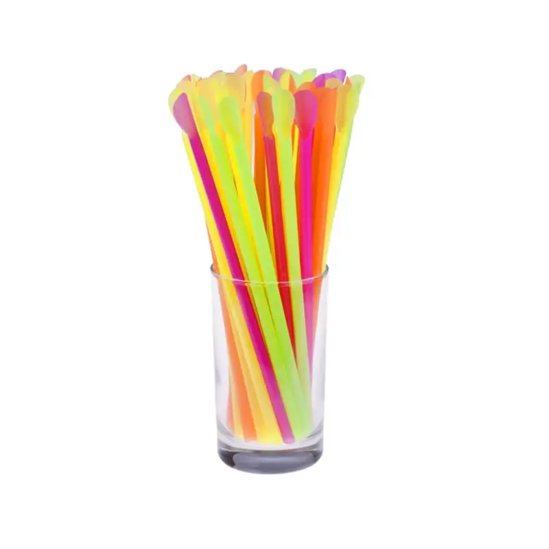 150pcs Disposable Spoon Straws Dual Use Drinking Straw for Smoothies Milkshakes Shaved Ice (Mixed Color) | Дом и сад