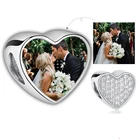 Персонализированные 925 стерлингового серебра на заказ фото бусы, браслеты с кубическим цирконием в форме сердца, брелоки, подходят к браслету, для женщин, сделай сам, ювелирное изделие, 2019