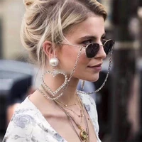 ajojewel exaggerated earrings big rhinestone heart women jewelry with simulated pearl