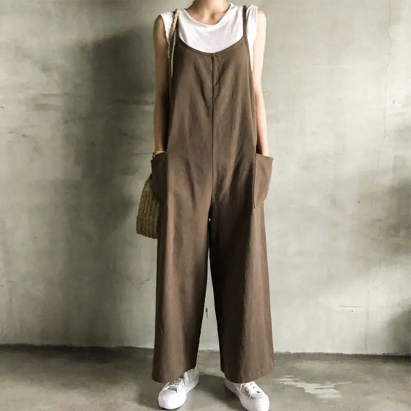 Харадзюку хаки комбинезон женский Повседневный свободный хлопковый длинный без