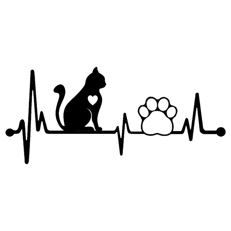 

Виниловая наклейка с изображением кошки Heartbeat Lifeline Pet Paw, автомобильная наклейка, водонепроницаемая автодекорация на кузове, бампере, заднем окне # S60337