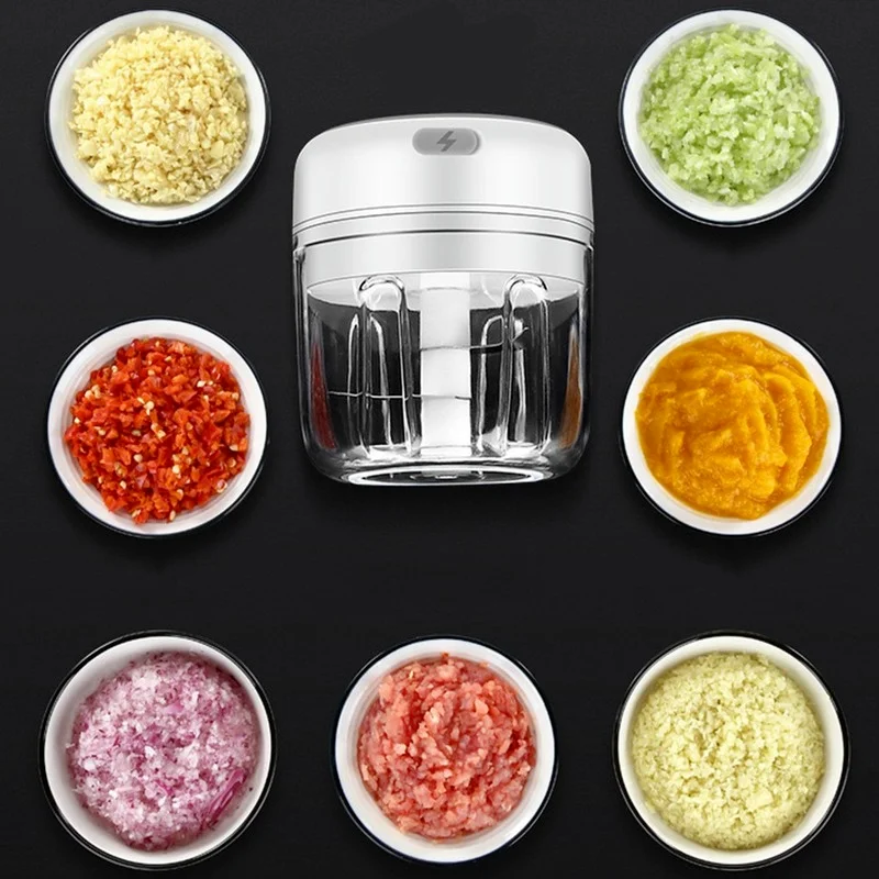 

Mini Electric Garlic Grinder Portable Food Press Mincer Masher Spice Chopper Fruit Vegetable Tools Kitchen Accessories Cocina