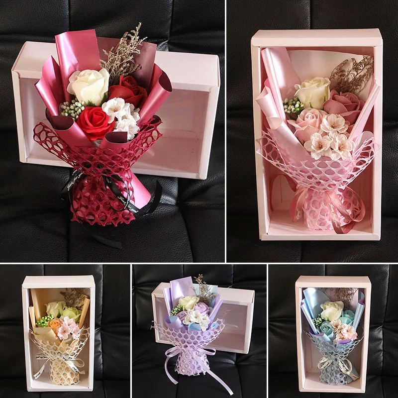

Ароматизированное искусственное мыло, цветы розы, букет, Подарочная коробка, имитация розы, День Святого Валентина, День рождения, свадебны...