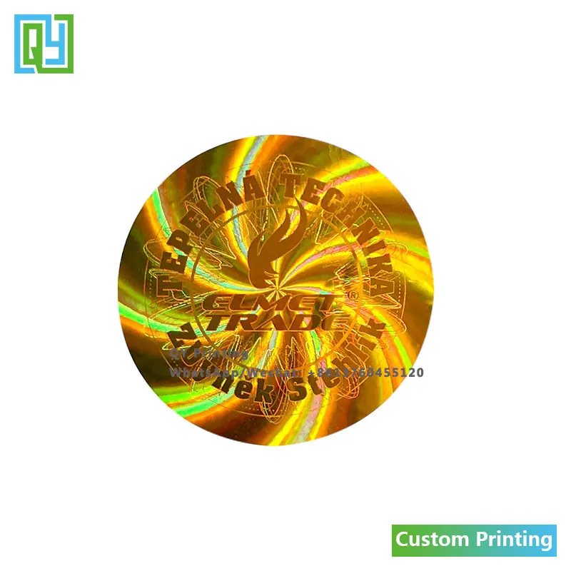 10000pcs 50x50mm Free Shipping Custom Tamper Evident Hologram Stickers Golden Foil 3d Holographic Gold Labels Void Open Seal Tag