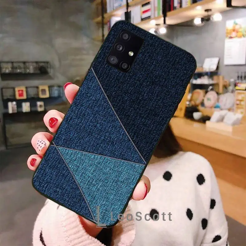

Jeans Style Blue Denim Phone Case For Samsung A50 A51 A71 A20E A20S S10 S20 S21 S30 Plus ultra 5G M11