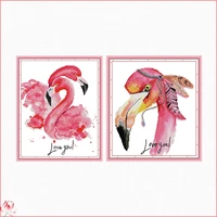 joy sunday love flamingo 14ct 11ct counted and stamped cute animal home decor needlework needlepoint cross stitch kits