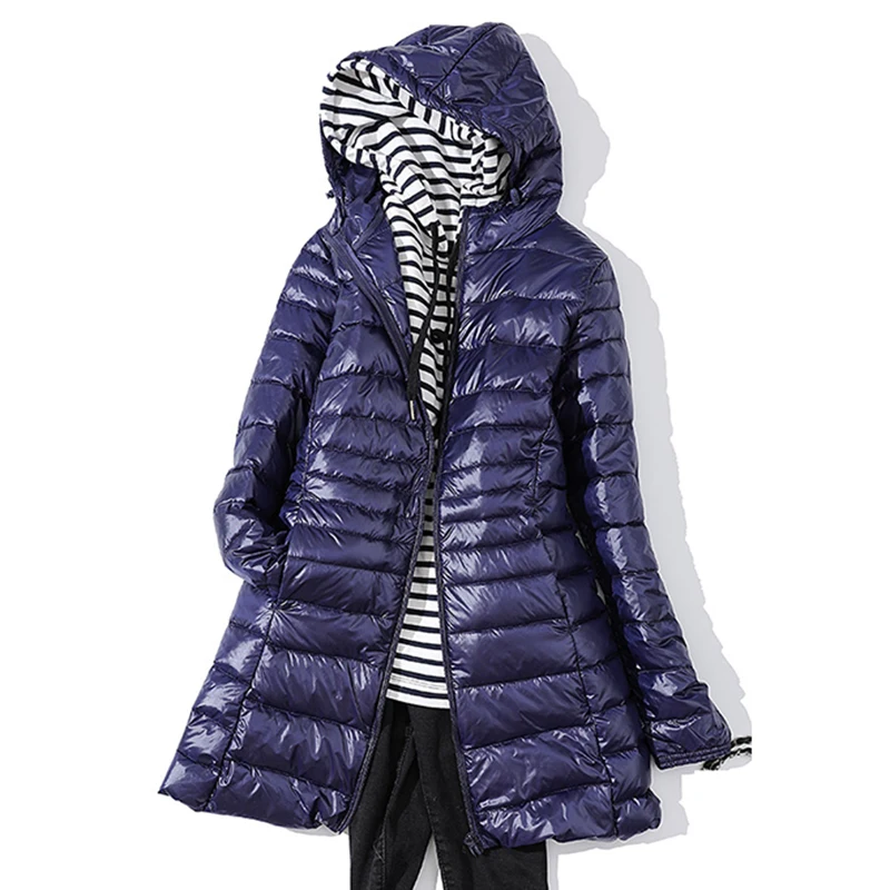 

7XL Plus Size Long Down Jacket Women Winter Ultra Light Down Jacket Women With Hooded Down Coat Female Big Size Coats