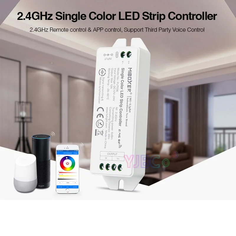 

Miboxer 2.4GHz Single Color LED Strip light Controller,FUT036 (Upgraded) DC12V~24V led lamp tape dimmer