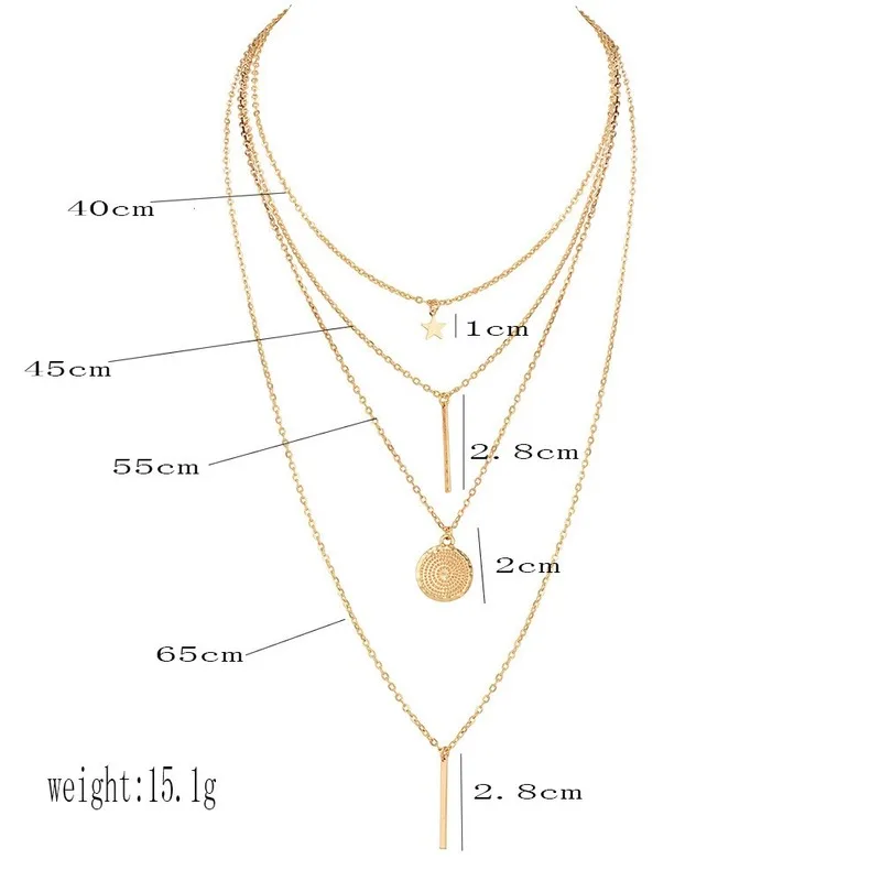 

Pentagram Necklaces for Women Aesthetic Pendant Multilayer Tassel Chain Necklace Women's Jewelry Accessories Collares Kpop