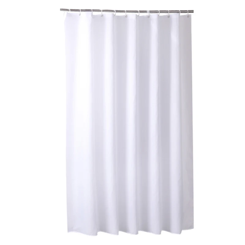 

White Shower Curtains Waterproof Thick Solid Color Bath Curtains for Hotel Bathroom Bathtub Large Wide Bathing Cover with Hooks