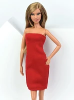 red fashion summer off shoulder dress for barbie doll clothes evening dress vestido jumper skirt for barbie 16 doll accessories