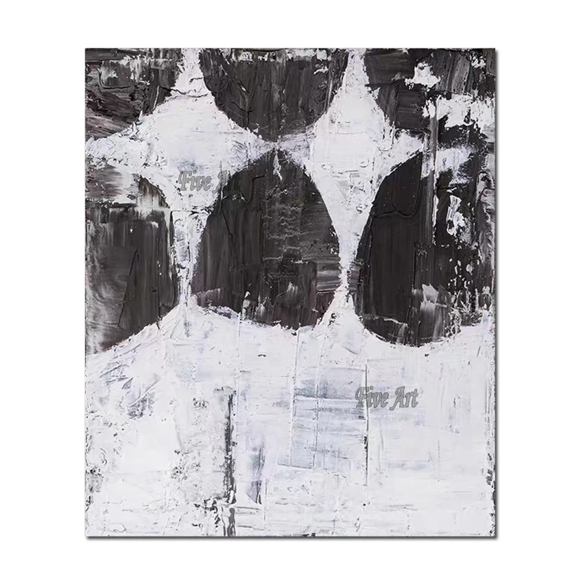 

Handmade Black And White Abstract Oil Painting Canvas Wall Art Modern Home Decoration Pieces Wall Hangings Paintings Artwork
