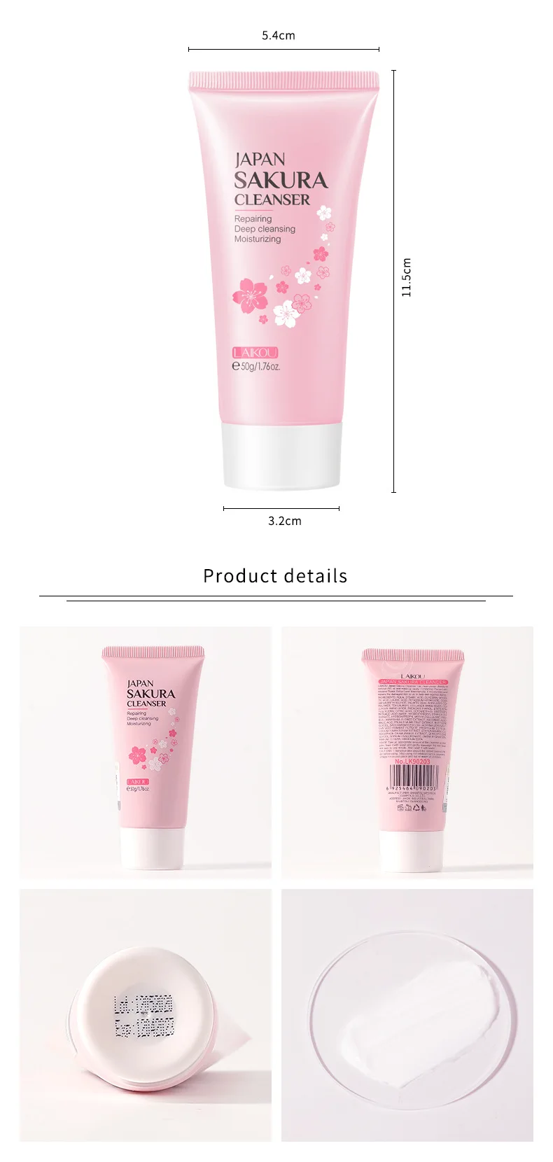 

Sakura Repairing Deep cleansing Moisturizing Facial cleanser Refreshing Face Cleaning Anti-Aging Remove blackhead Face wash
