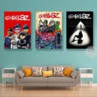 Плакаты на холсте с аниме Gorillaz, шелковая ткань, настенные художественные принты для гостиной, спальни, общежития, кафе, бара, домашний декор, настенные плакаты
