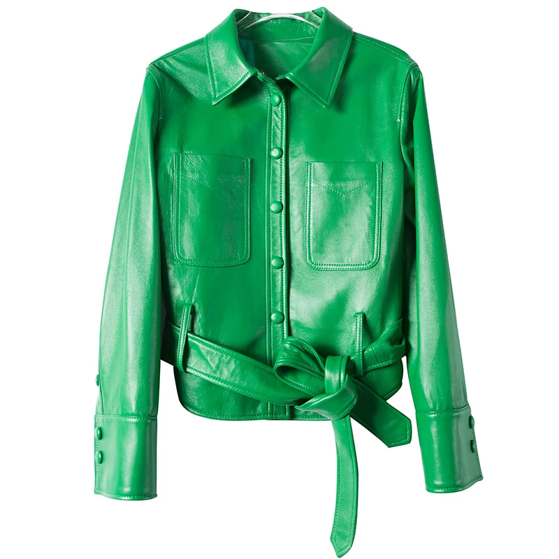 100% Женская куртка из натуральной кожи осенне-зимняя женская одежда 201 овечья