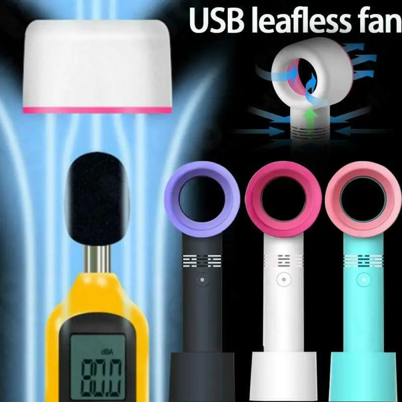 Портативный ручной охладитель без лопастей мини-USB листьев удобный вентилятор 360
