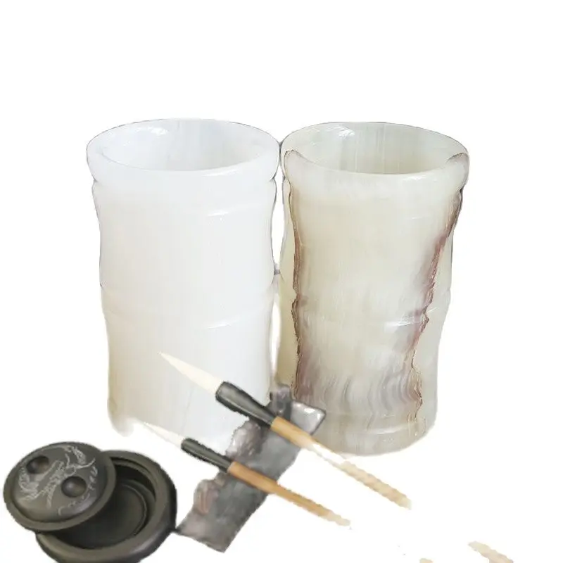 Китай натуральный нефрит резьба по камню ручка-щетка для волос ручка