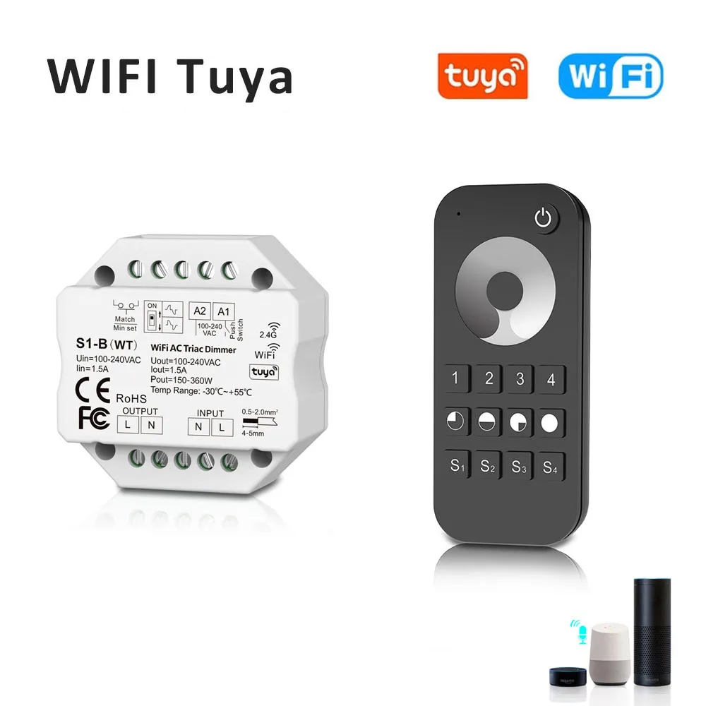 Светодиодный регулятор яркости 110 В 220 приложение Smart Life Wi-Fi переменный ток