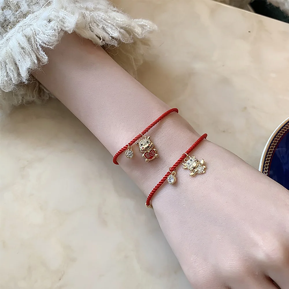 Модный год быка зодиака красный ручной веревочный браслет плетеный передачи
