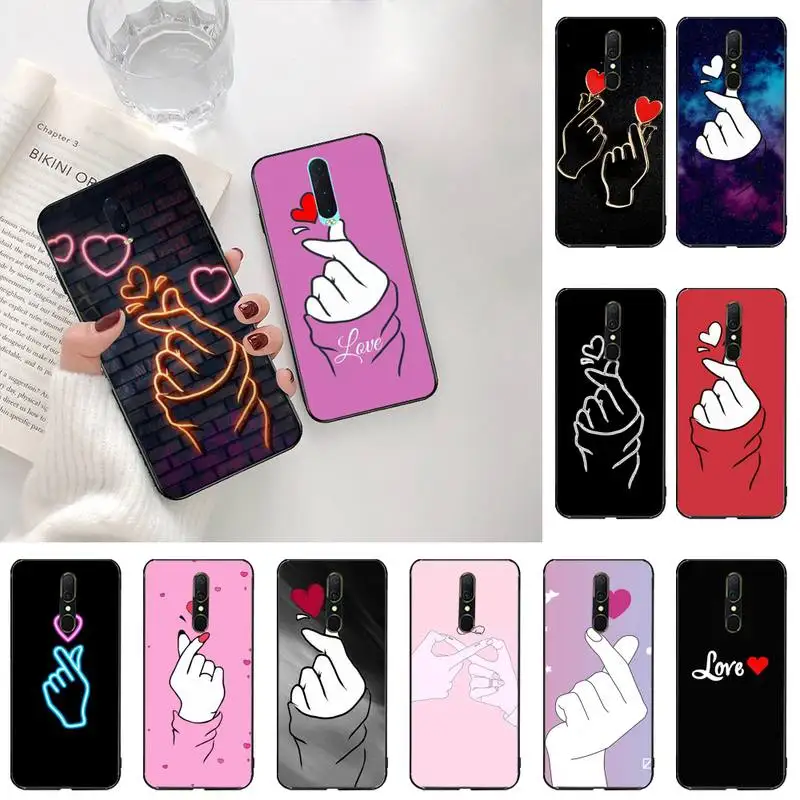 

YJZFDYRM Couples Love Heart Pink DIY Printing Phone Case cover Shell For Oppo A5 A9 2020 Reno2 z Renoace 3pro Realme5Pro