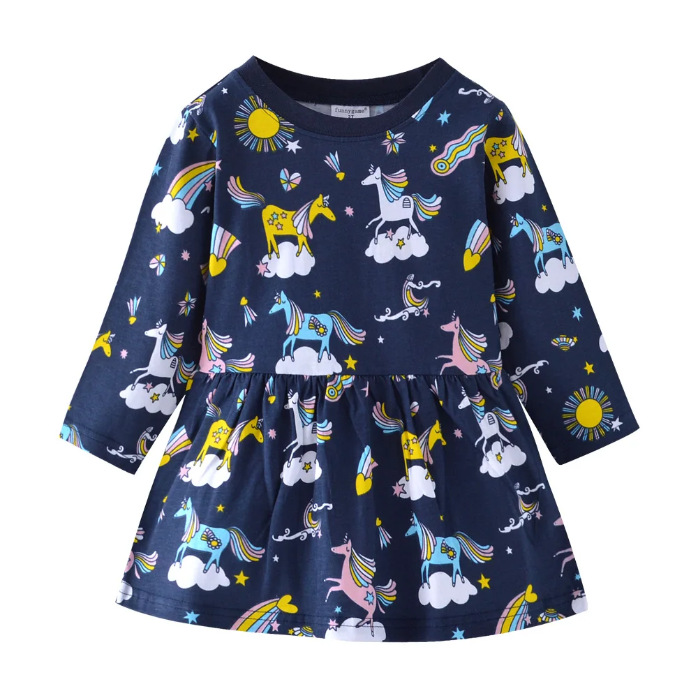 Платья с длинным рукавом платье принцессы для маленьких девочек хлопковая